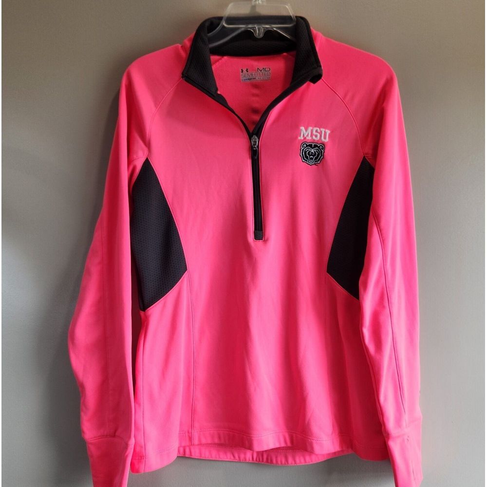 MSU Womens Medium MIZZOU Jacket Stretch‎ Under Armour Cold Gear Semi Fitted Pink